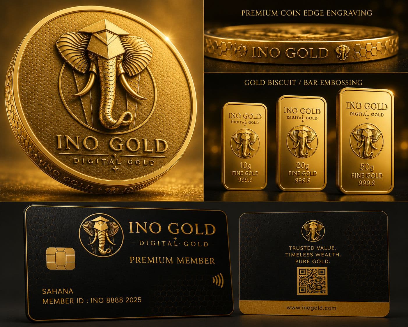 ELE INO premium 24k gold coin macro portrait shot